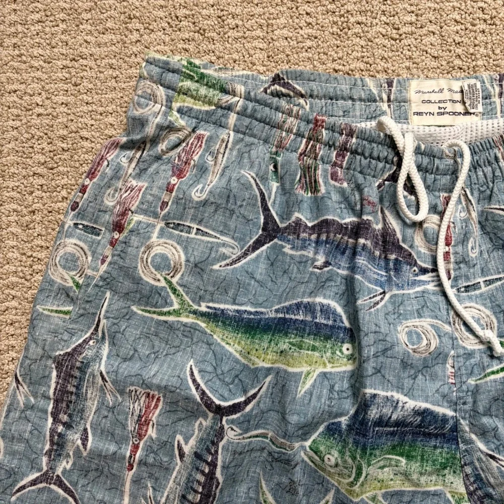 Reyn‎ Spooner XXL Marshall Madruga Fishing Swim Trunks Blue Marlin Mahi Mahi